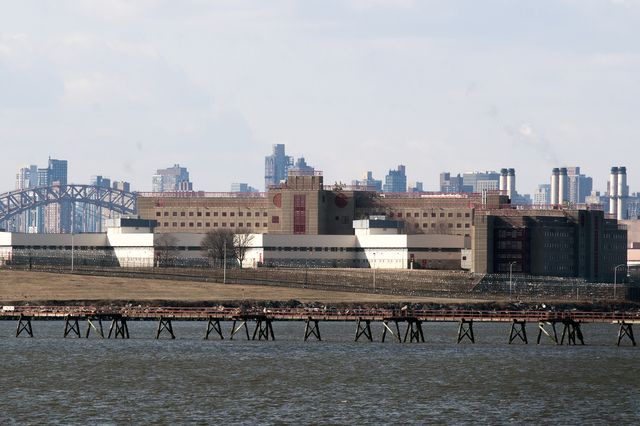 : The George R. Vierno Center on Rikers Island was visible from Queens, Jan. 25, 2019.
